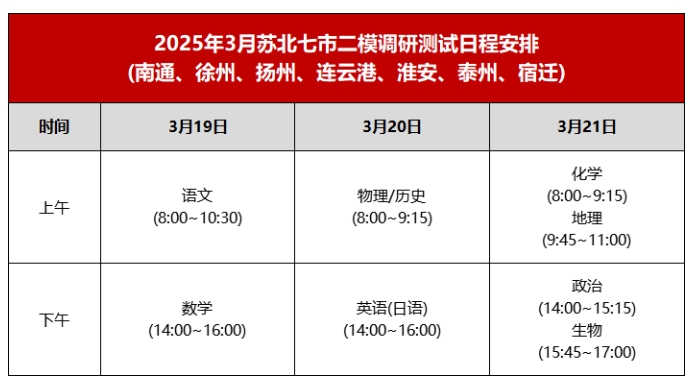 江蘇2025屆高三年級3月考試時間安排3.png
