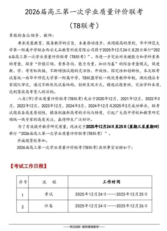 2026屆高三八省聯(lián)考（T8）考試時間確定！附往年試卷！2.png