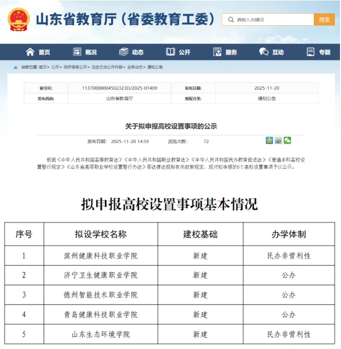 山東省教育廳公示！5所新大學(xué)，來(lái)了！.png